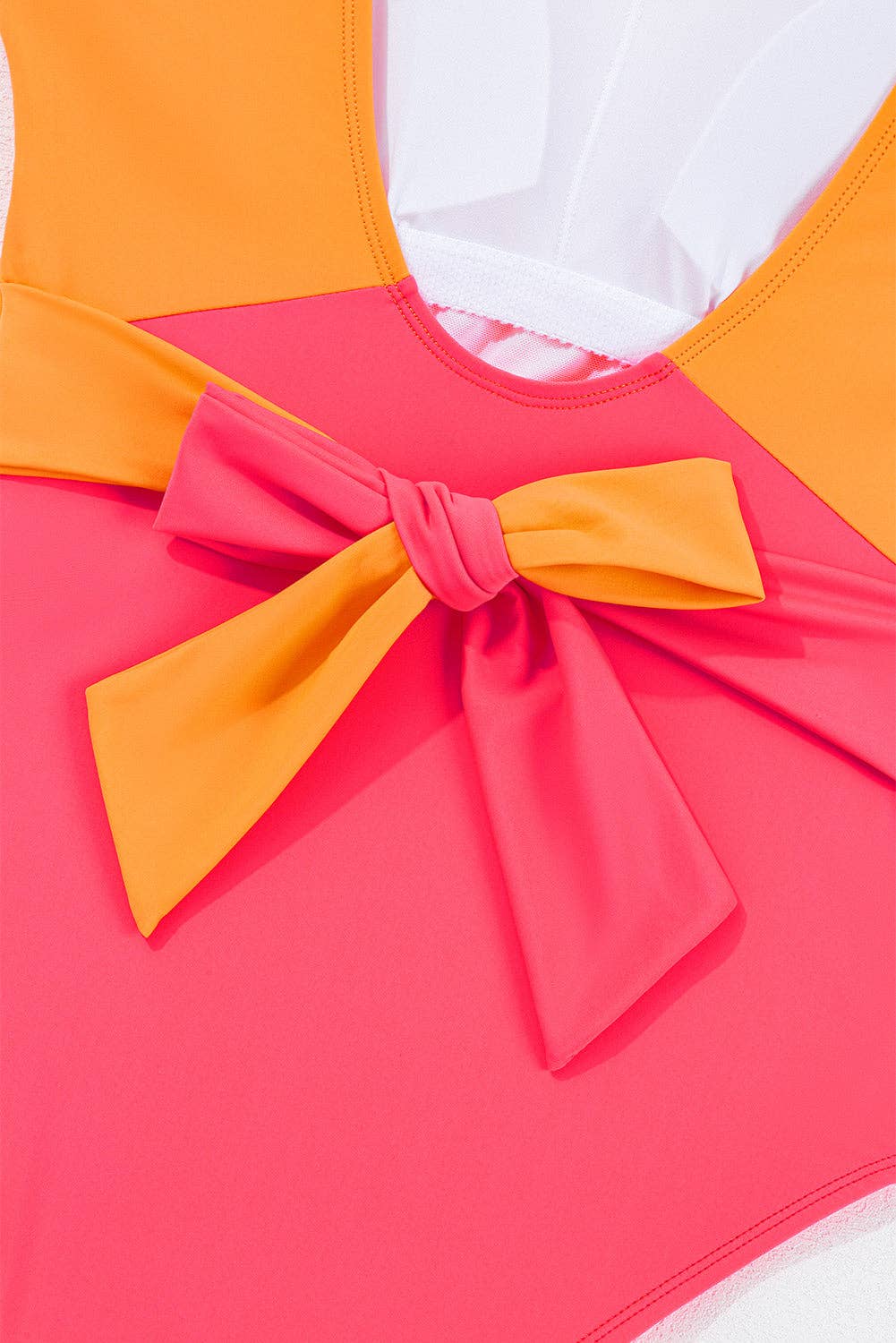 Colorblock Backless One Piece Swimsuit: Vitality Orange / 2XL