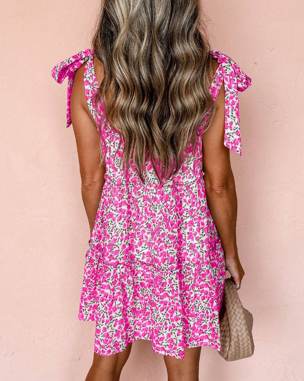Floral Knotted Straps Babydoll Dress: Orange / XL