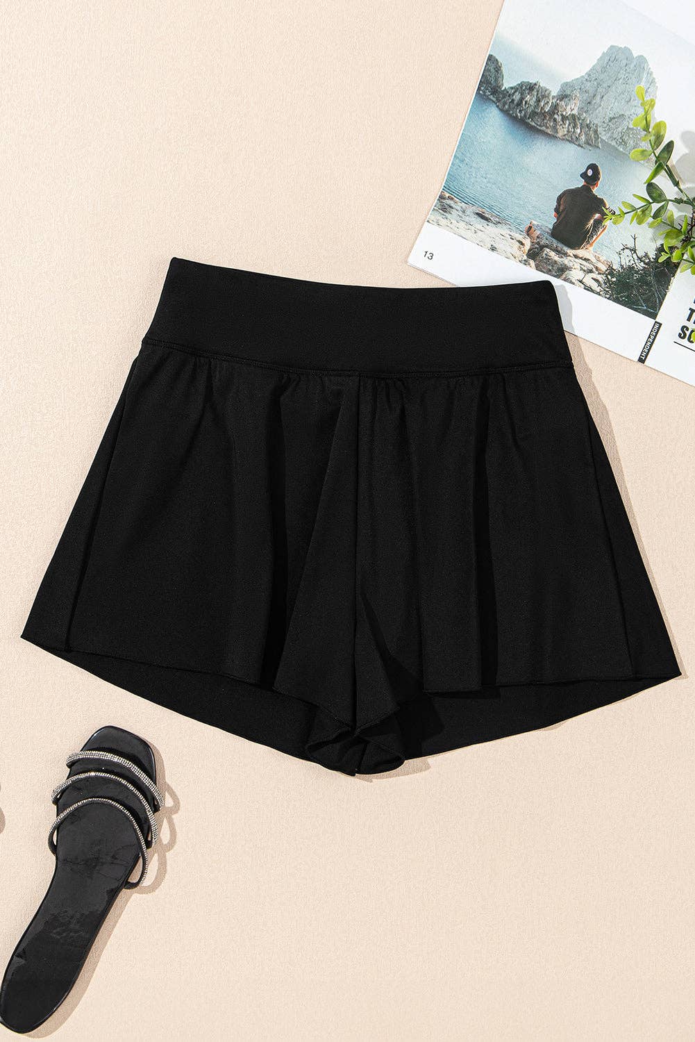 Solid High Waist Swim Bottom: Black / XL