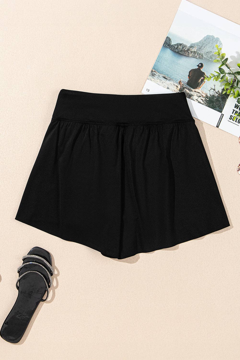 Solid High Waist Swim Bottom: Black / XL